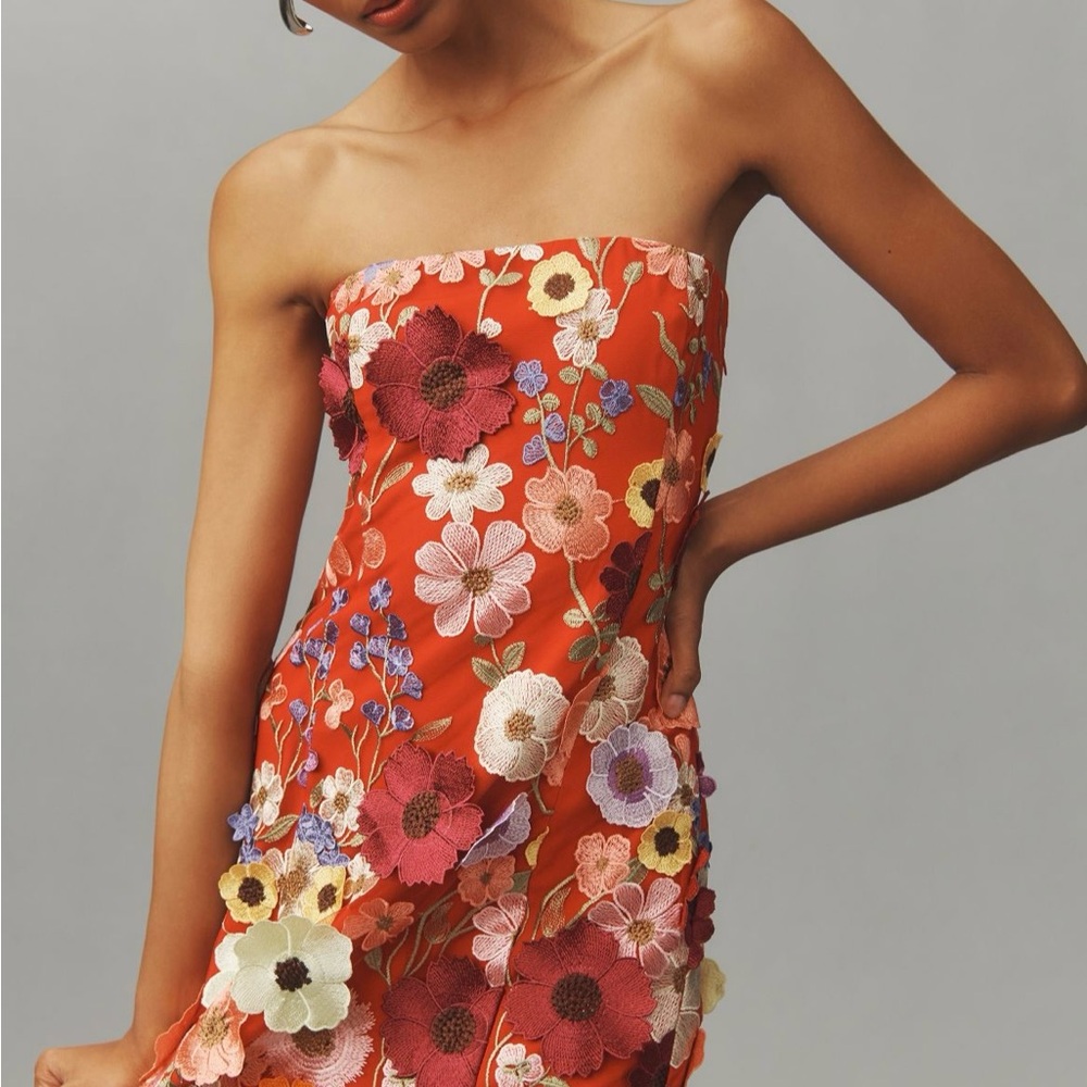 Anthropologie Red Strapless Sundress for Weddings